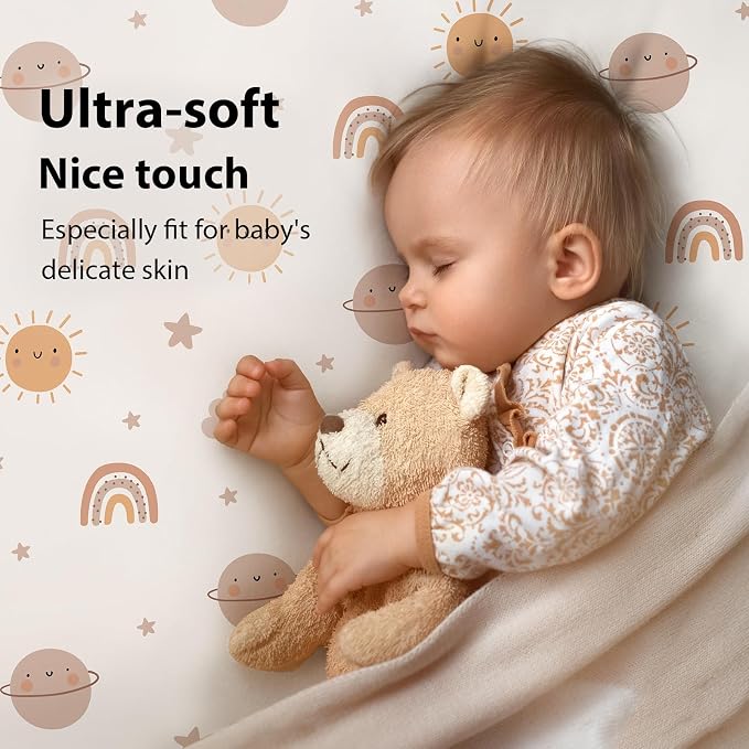Baby Crib Sheets for Boys and Girls, 3 Pack Fitted Toddler Bed Sheets Neutral - Image 2