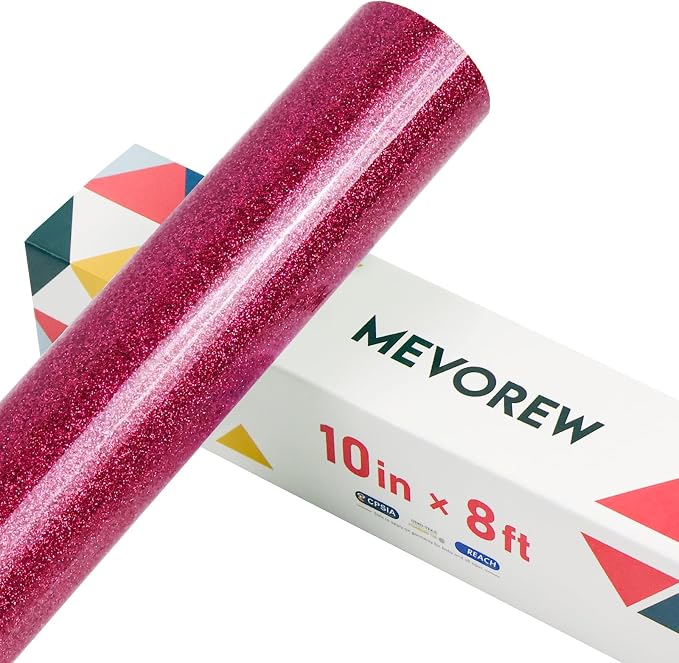 Rose Red Glitter HTV Heat Transfer Vinyl, Glitter Iron on Vinyl 10" X 8ft | - Image 7