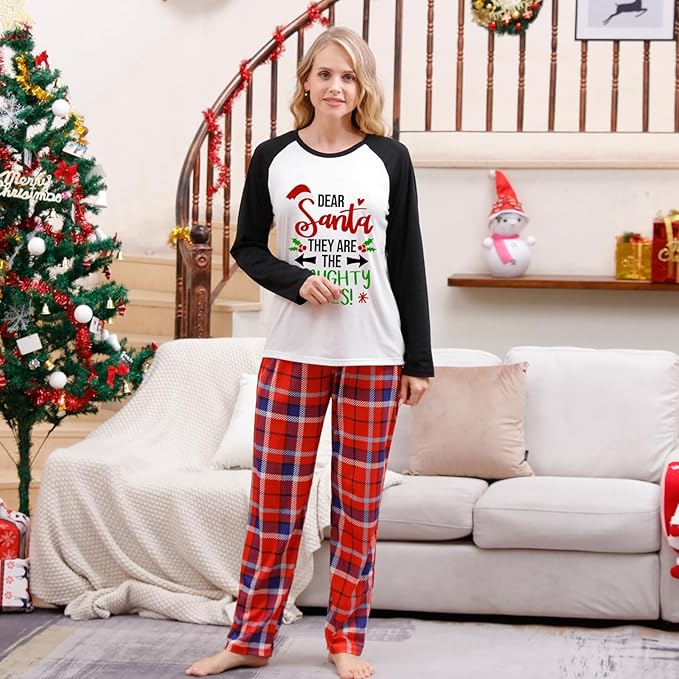 Awoscut Christmas Family Matching Pajamas Christmas Pjs Holiday Nightwear Sleepwear Sets Long Sleeve Pjs