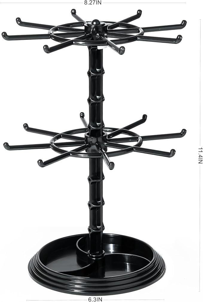 2pcs black 2 Tier Rotating Jewelry Display Stand, Necklace Holder, Jewelry Tree - Image 2