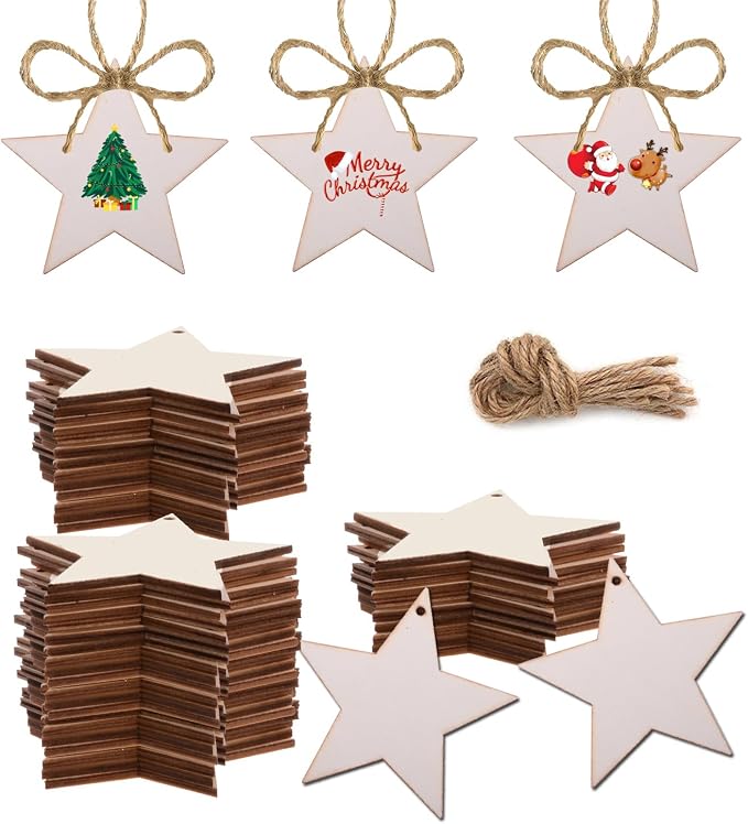 50PCS Unfinished Wood kit with Holes, Wood Slice by Waeceip