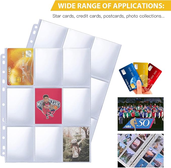 9 Pocket Page Protector, Holds 1800 Cards, Trading Card Sleeve, Baseball Card - Image 2