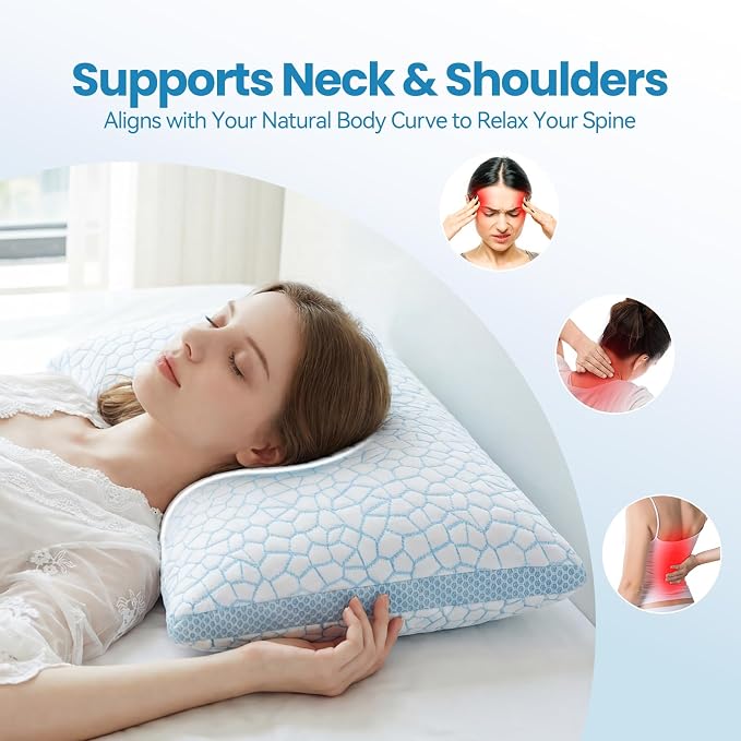 QUTOOL Cooling Pillows for Sleeping, Shredded Memory Foam Pillows King Size Set - Image 7