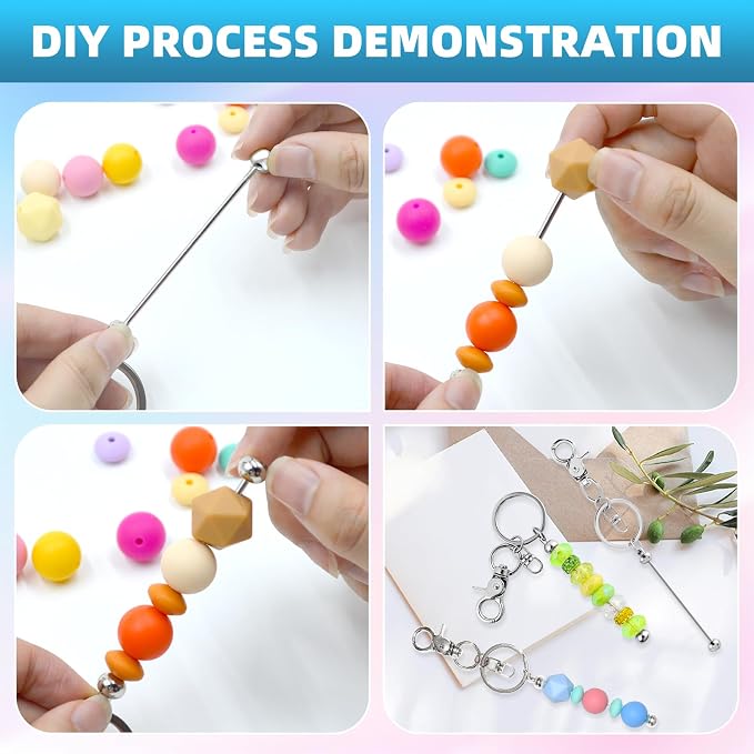 40 Pcs Beadable Keychains Bulk Kit – DIY Keychain Making Supplies - Image 4
