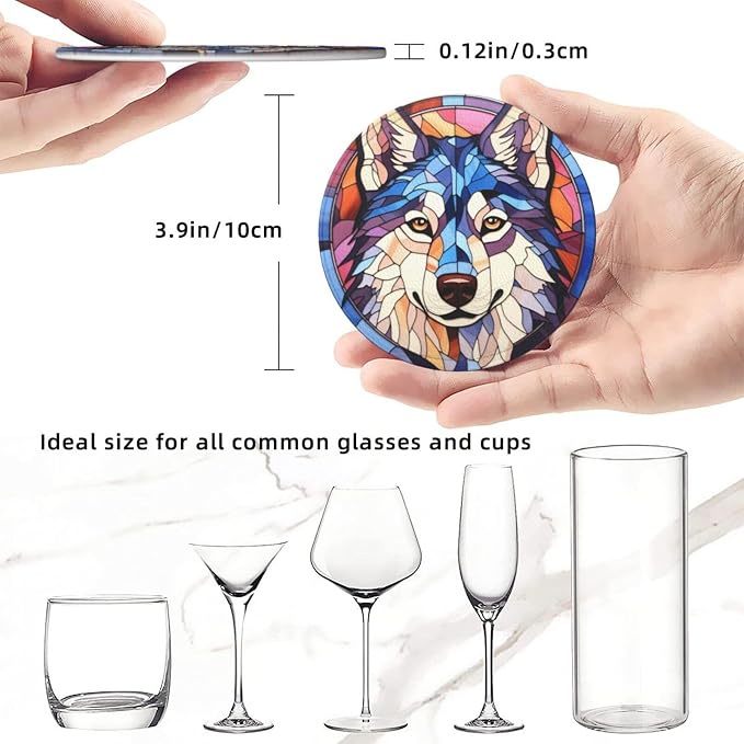 Drink Coaster Set of 6, Siberian Husky Dog Mom Lover Gift, Leather Drink - Image 3