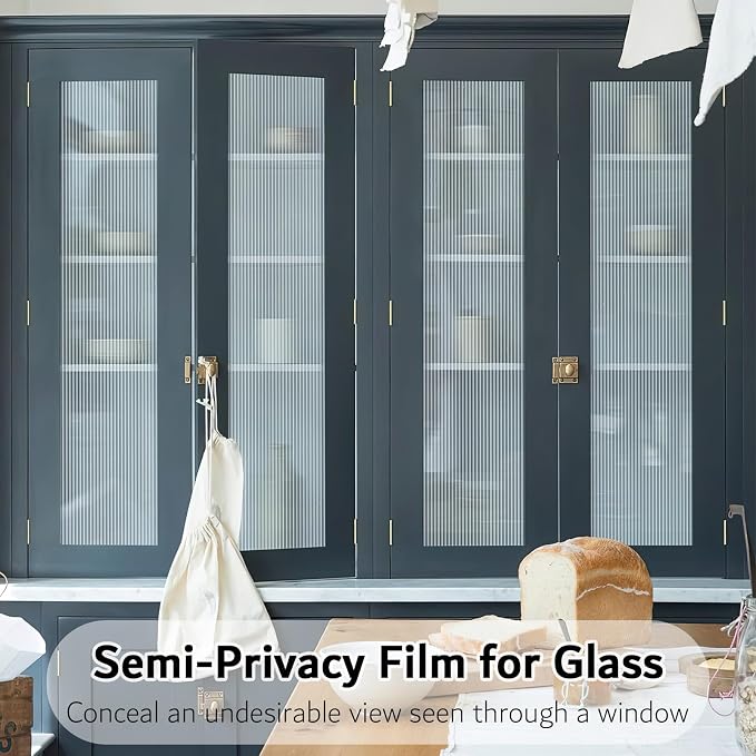 VELIMAX Reeded Glass Privacy Film, Frosted Window Vinyl, 3D Decorative Window - Image 6