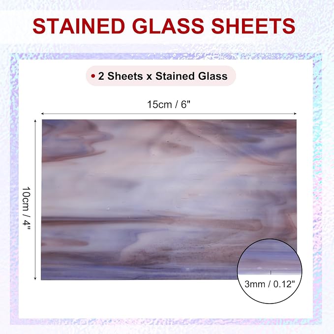 PATIKIL 4 x 6 Inch Transparent Stained Glass Sheets, 2 Sheets Mosaic Glass - Image 2