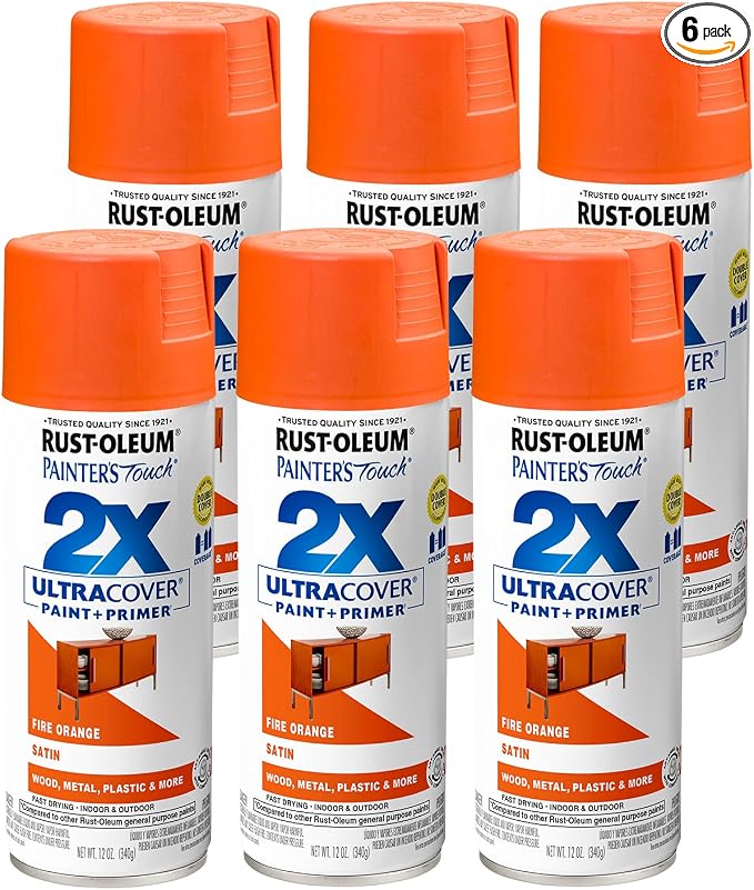 Rust-Oleum Painter's Touch 2X Ultra Cover Spray Paint, Satin Fire Orange | by Rust-Oleum