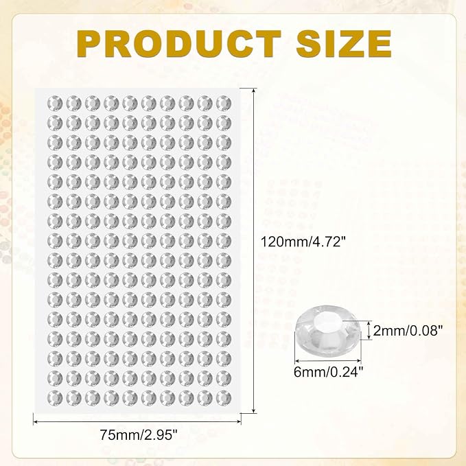 HARFINGTON 5 Sheet/800pcs Rhinestone Adhesive Stickers Self Adhesive Acrylic - Image 2