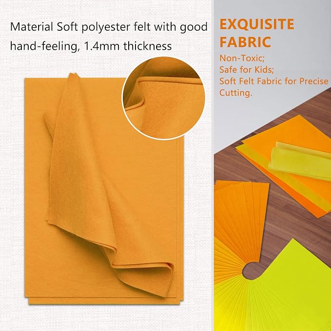 Jtnohx Soft Felt Sheets, 8x12 inches Assorted Craft Felt Fabric, 1.4mm Thick - Image 4