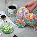 ijbnhd 8 PCS Flowers Diamond Art Coasters | Diamond Painting Coasters Kits - Image 5