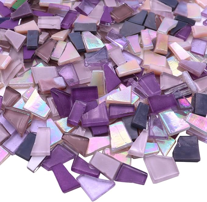 LITMIND 1.1LB Purple Mixed Irregular Glass Scraps Mosaic Tiles by LITMIND