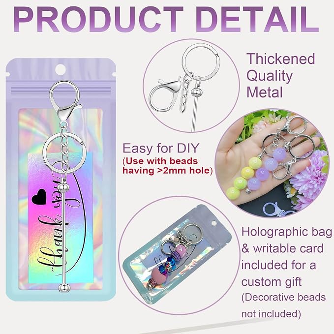 42/84/126 Pcs Beadable Keychain Bars Bulk Blank DIY Beaded Keychain Making - Image 3