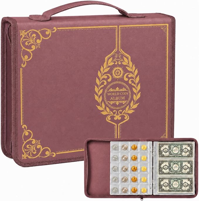 Coin Collection Book Holder for Collectors, 200 Pockets Collecting Album& 30 by Ankhohstoragehardcase