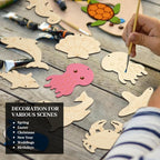 Subacy 80 PCS Unfinished Wood Cutouts 10 Styles DIY Wooden Ocean Ornaments - Image 7