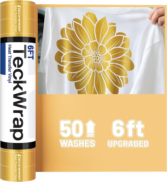TECKWRAP Heat Transfer Vinyl for T-Shirts, 50+ Washes, REACH Certified & Dryer by TECKWRAP
