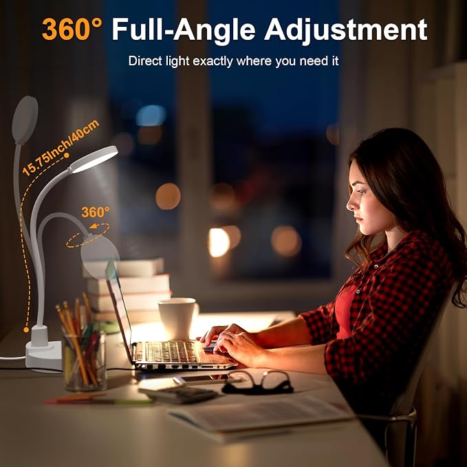 15W LED Desk Lamp with USB Charging Ports, Dimmable Table Lamp with 3 Color - Image 5