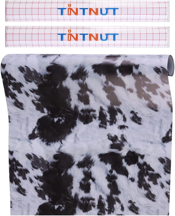Tintnut Cow Cowhide Pattern Permanent Vinyl Adhesive Vinyl Roll 12in x 5ft | by Tintnut