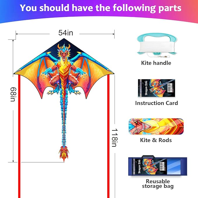 HONBO Large Delta Kite for Kids & Adults, Extremely Easy to Fly Kite for Beach - Image 2