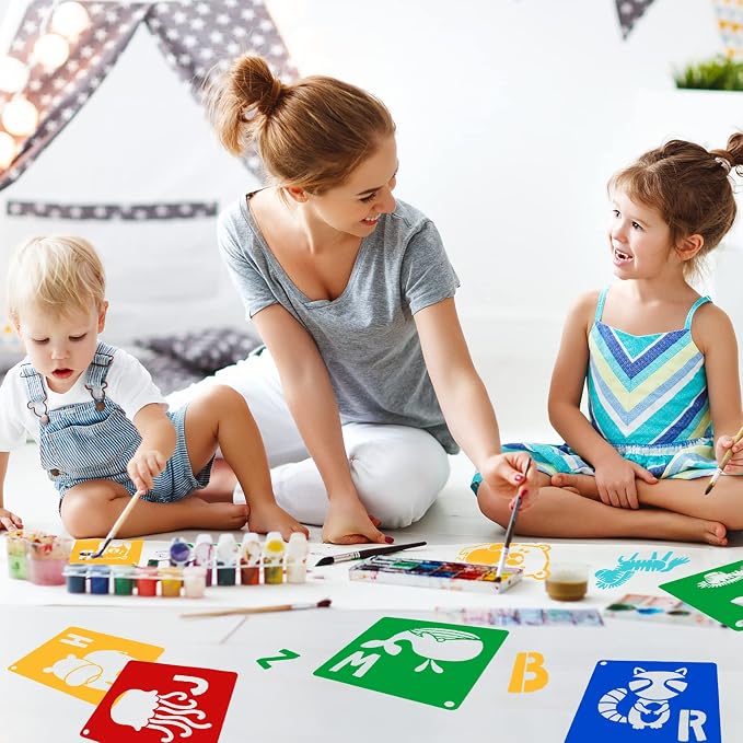 26 Pieces Sturdy Stencils for Kids, 8 Inches Large Sidewalk Chalk Stencils for - Image 6