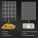 ANKHOH Zippered Coin Collection Book, 200 Pockets and 30 Bill Sleeves | PU - Image 3