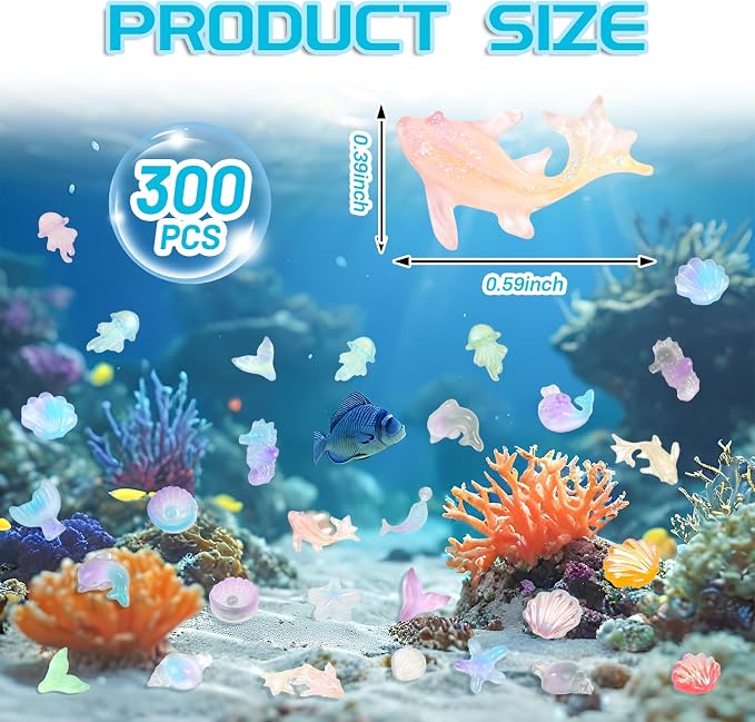 300pcs Luminous Mini Ocean Resin Animals Tiny Resin Sea Animal Figurines To - Image 5