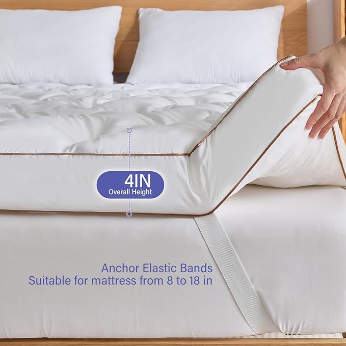 WhatsBedding 4 Inch Memory Foam Mattress Topper Queen - Image 3