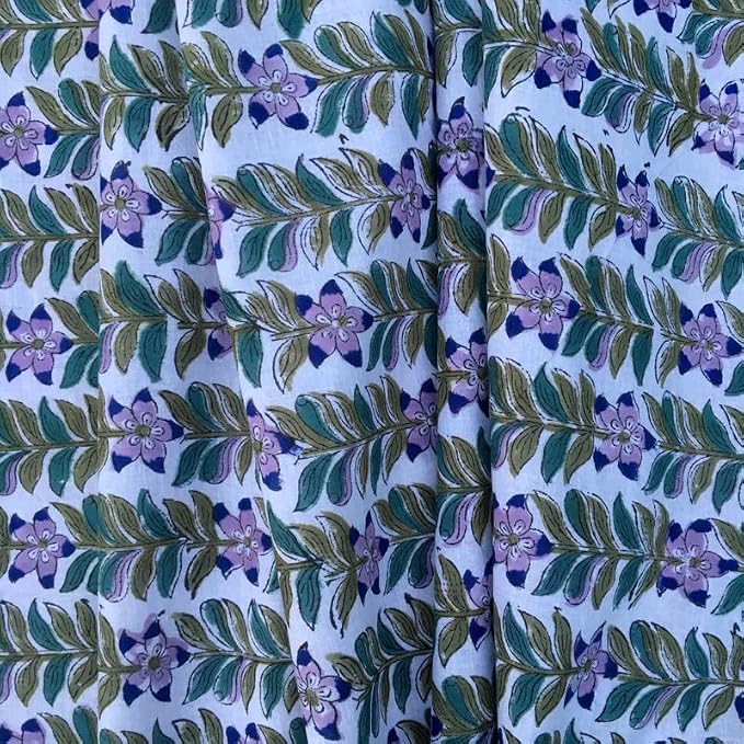 E-Tailor® Indian Handmade Ethnic 100% Cotton Running Hand Block Print Natural - Image 3