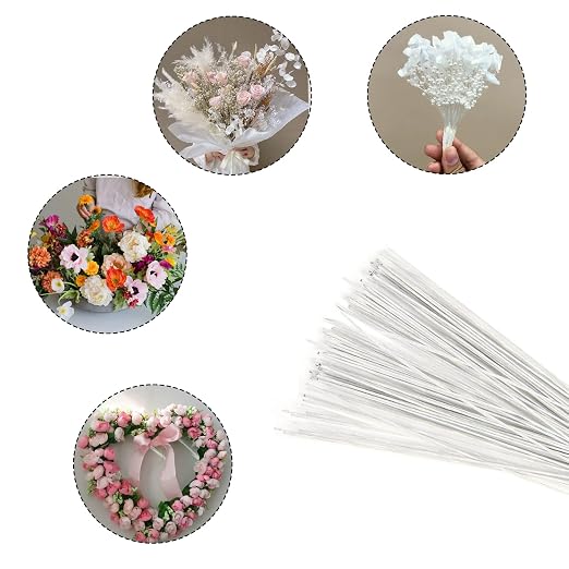 DECORA 20 Gauge White Floral Stem Wire 16 inch, 50/Package - Image 4
