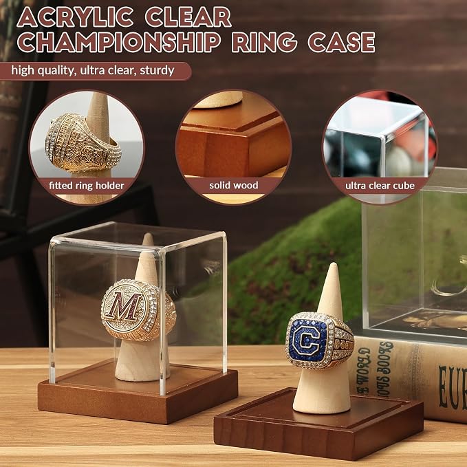 JupDec Championship Ring Display Case 2 Pack, UV Protection - Image 2