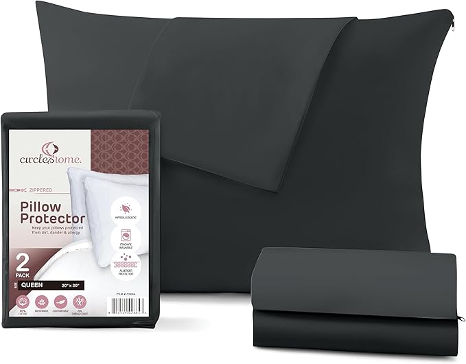 CirclesHome Pillow Protectors 2 Pack Queen Zippered by CirclesHome