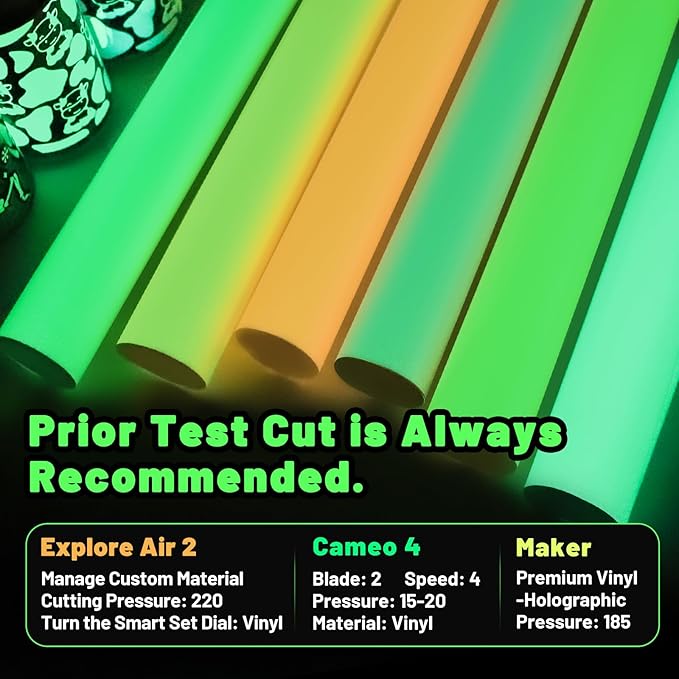 TECKWRAP Glow in Dark Matte Neon Adhesive Craft Vinyl Precut Sheets 12" x 12" 6 - Image 5