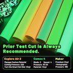 TECKWRAP Glow in Dark Matte Neon Adhesive Craft Vinyl Precut Sheets 12" x 12" 6 - Image 5