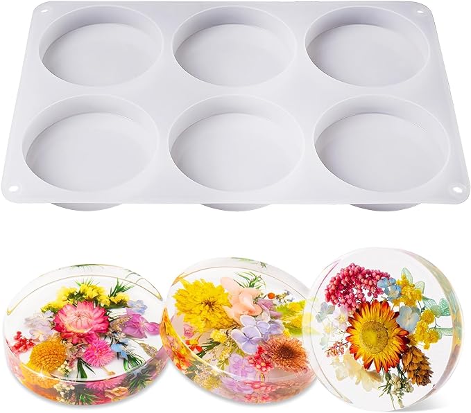 LET'S RESIN Extra Deep Resin Coaster Molds Silicone, 4 Inches Large 6 Cavity by LETSRESIN