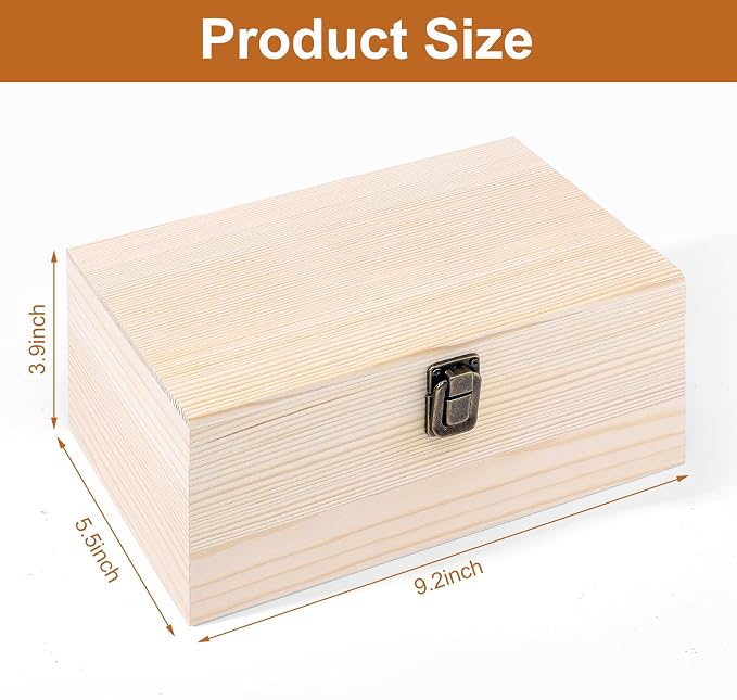 WSICSE 2 Pack Unfinished Wood Boxes - Image 2