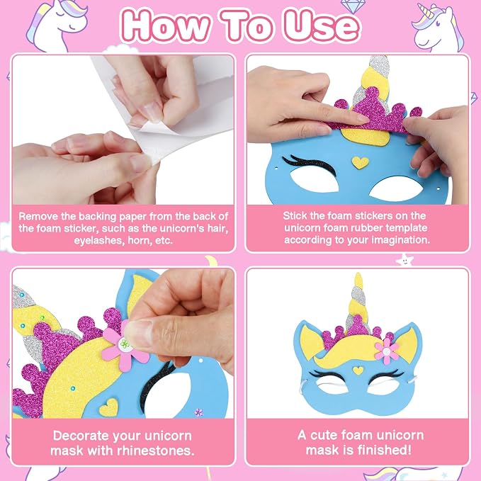 Fennoral 6 Pack Unicorns Masks Craft - Image 3