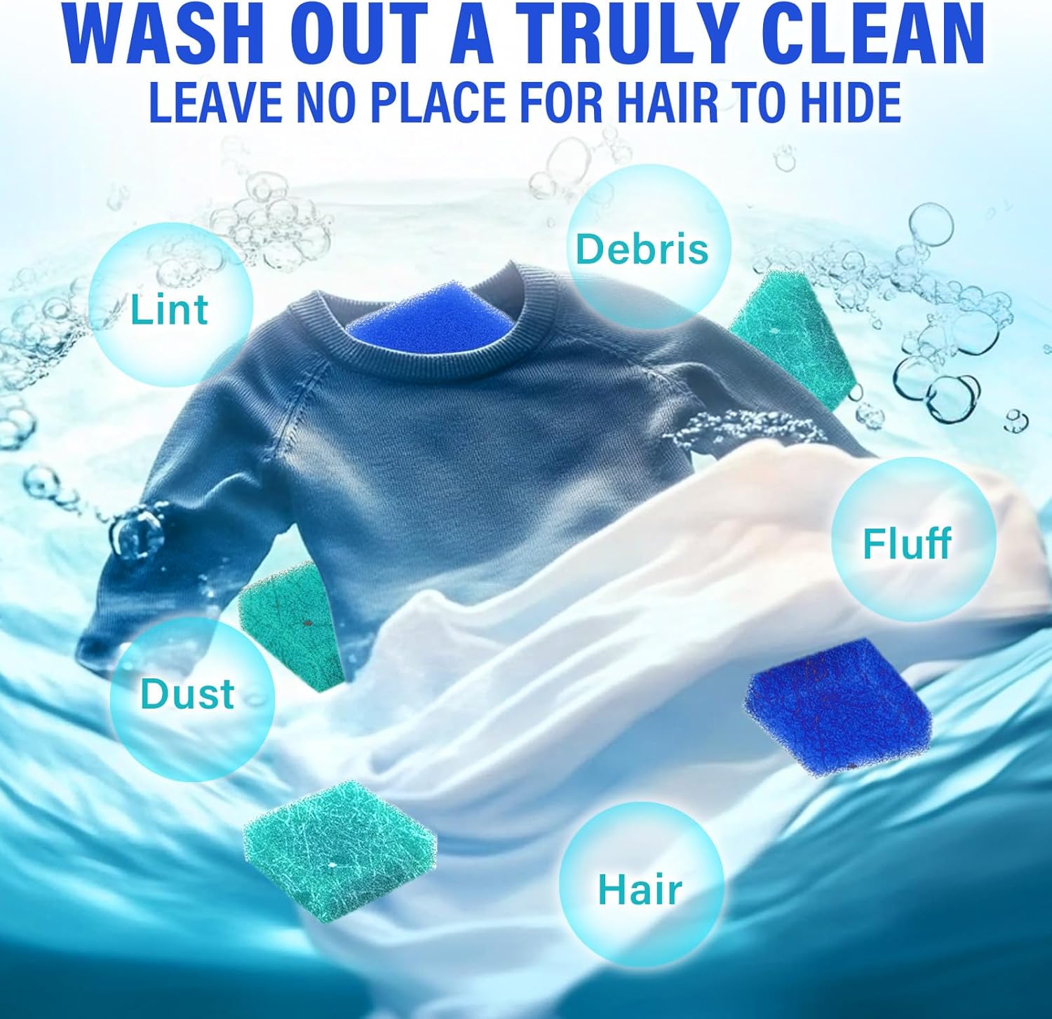 Easy Pet Hair Remover for Laundry, 6Pcs Reusable Lint Catcher for Washing Machine, Laundry Hair Catcher for Clothes, Sheets and Blankets