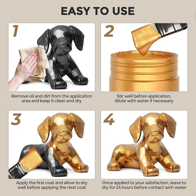 Nicpro Acrylic Paint Metallic Gold, 33.8oz/1000ml Large Gold Leaf Paint | Non - Image 8