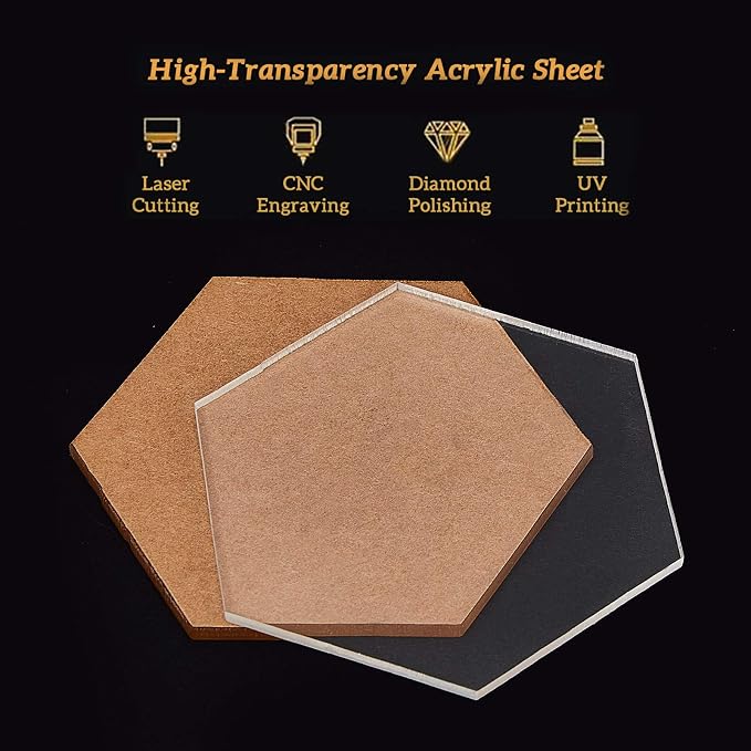 BENECREAT 20PCS 3.2x2.8 Inch Clear Acrylic Sheet Hexagon Cast Sheet - Image 4