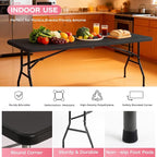 FDW 8FT Folding Table, Portable Fold-in-Half Plastic Picnic Party Table - Image 5
