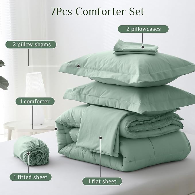 JOLLYVOGUE California King Comforter Set, Ultra-Soft Bed in a Bag Cal King Size - Image 5