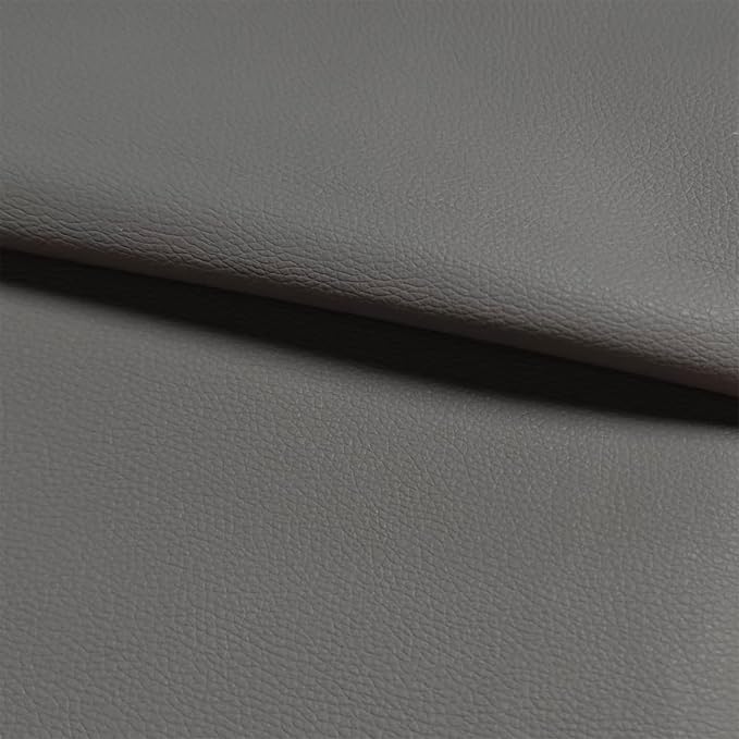 Grey Faux Leather Fabric 79"×55" Lychee Grain Upholstery Vinyl - Image 5