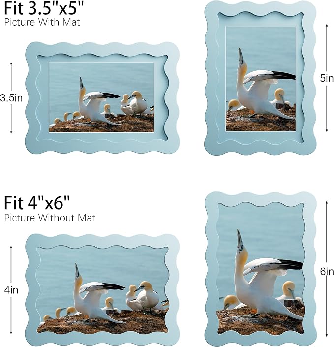 4x6 Picture Frame with Mat for 3.5x5, Wavy Edge Wooden Real Glass Photo Frame - Image 4