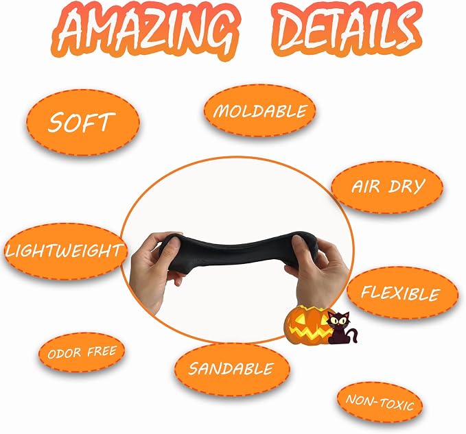 Foam Clay Cosplay Moldable Air Dry Foam Clay Craft 500g Black Lightweight - Image 3