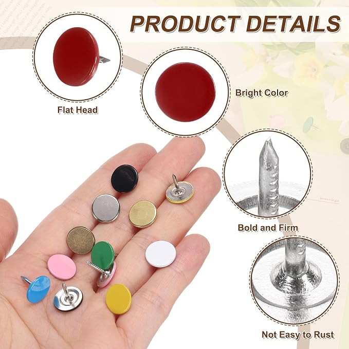 uxcell 150Pcs Upholstery Tacks, 11mmx10mm Flat Head Thumb Tack Decorative - Image 3