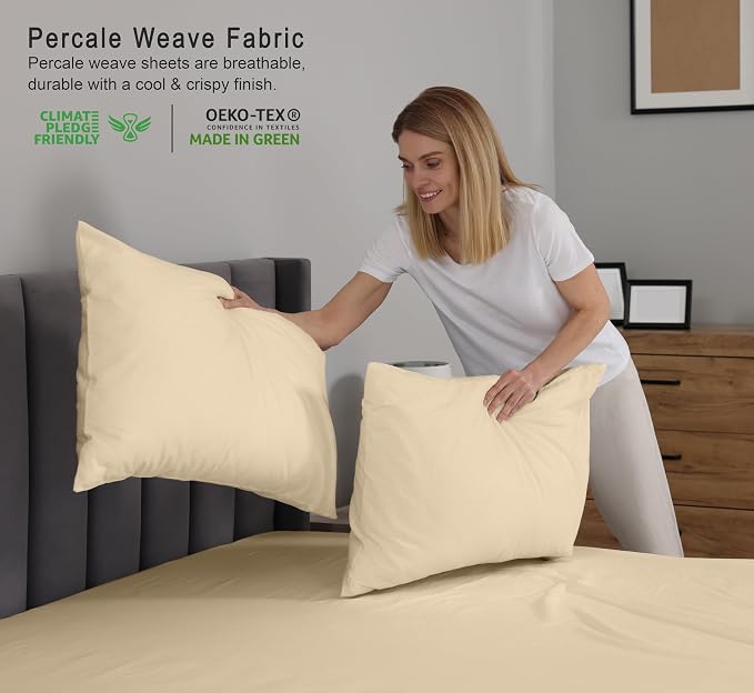 RUVANTI 100% Cotton Sheets – Full Size Percale Bedding, Cooling & Breathable - Image 3