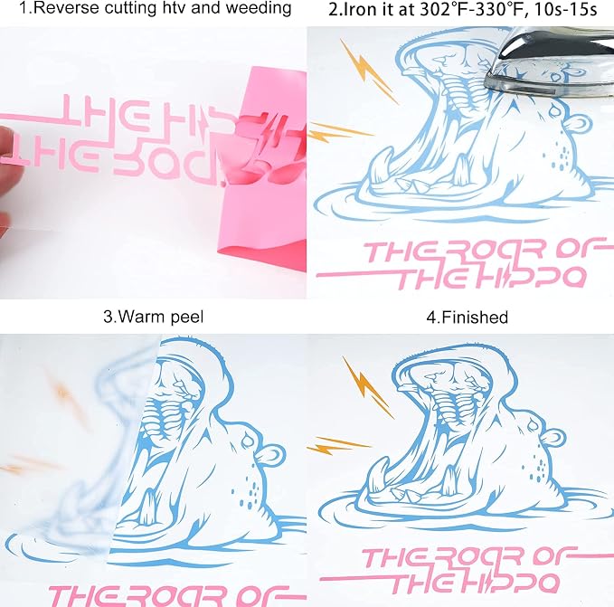 FUNKAKA Pink Heat Transfer Vinyl Rolls, Adhesive Glossy HTV Vinyl - Image 4