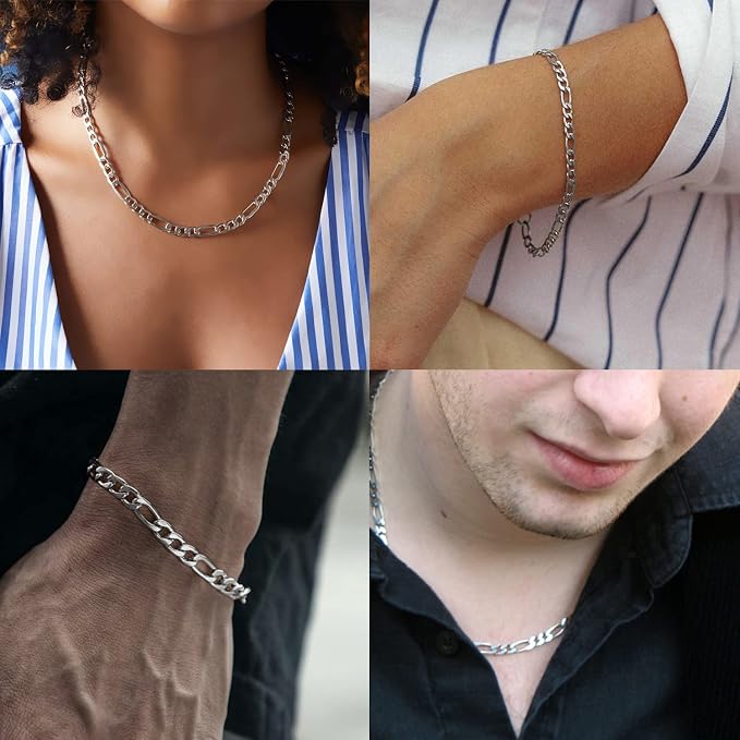 Jishi 16ft Figaro Chain Roll 6mm Silver Stainless Steel Necklace Chain - Image 5
