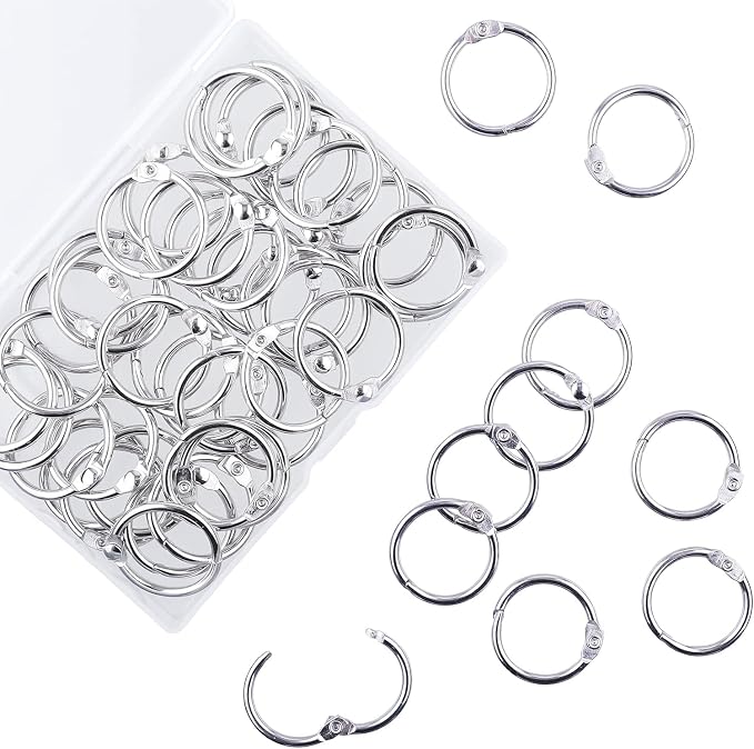 AKONEGE 1 Inch Loose Leaf Binder Rings, Metal Office Book Rings, Nickel Plated by AKONEGE