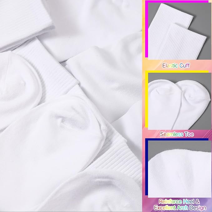 Syhood White Cotton Crew Socks for Tie dye Party Casual Soft Cushion Novelty - Image 5